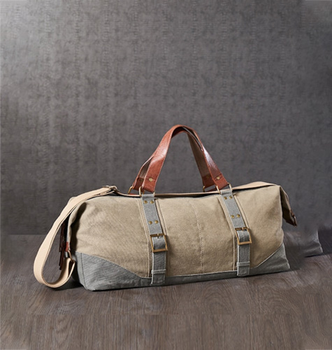 Brown Cotton Canvas Travel Bag with Stylish Design